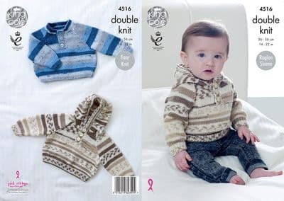 King Cole Cherish DK Baby Raglan Sweaters Knitting Pattern 4516