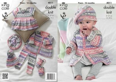 King Cole Cherish DK Baby Set Girl Knitting Pattern 4011