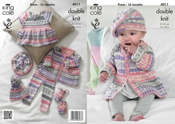 King Cole Cherish DK Baby Set Girl Knitting Pattern 4011