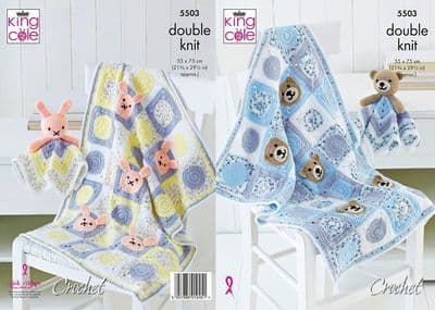 King Cole Cherished DK Baby Blanket Comforter Toys Crochet Pattern 5503