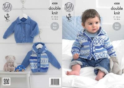 King Cole Cherished DK Baby Boys Cardigans Knitting Pattern 4200