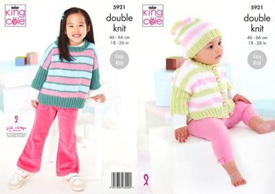 King Cole Cherished DK Baby Jacket Hat Top Knitting Pattern 5921