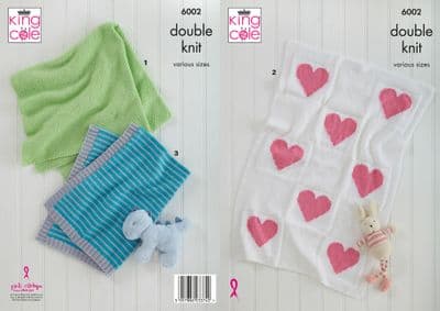King Cole Cherished DK Blankets 6002 Baby Knitting Pattern
