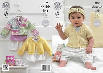 King Cole Cherished DK Cardigans Headband Baby Knitting Pattern 4197
