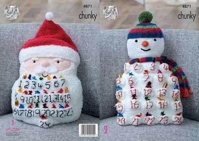 King Cole Christmas Advent Cushions Knitting Pattern 4871