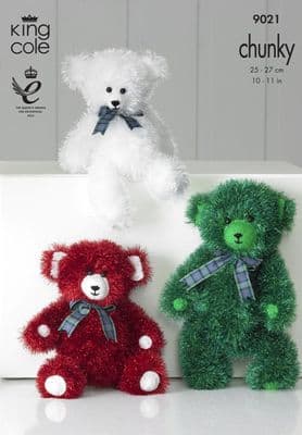 King Cole Christmas BEARS Tinsel Knitting Pattern 9021