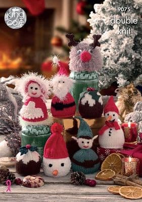 King Cole Christmas Candy Cosies Knitting Pattern 9075
