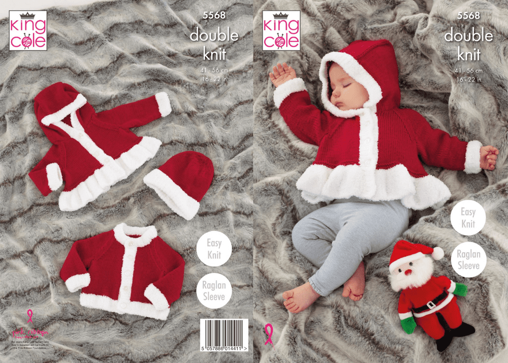 King Cole Christmas Jackets Hat Baby Knitting Pattern 5568