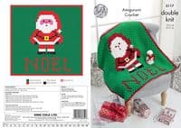 King Cole Christmas Santa Blanket Snowman Crochet Pattern 5117