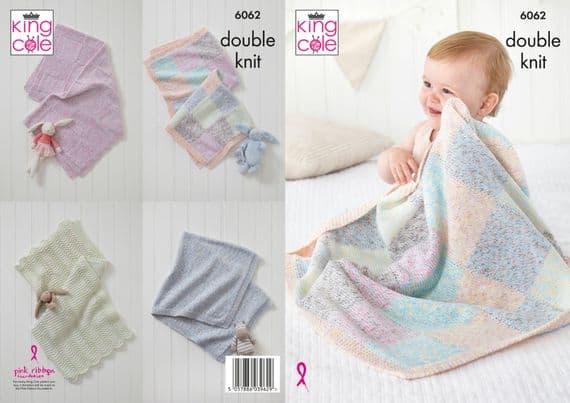 King Cole Cloud Nine DK 6062 Blankets Knitting Pattern