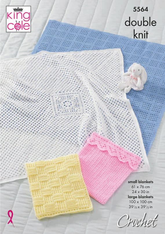King Cole Comfort DK 5564 Baby Blankets Crochet Pattern