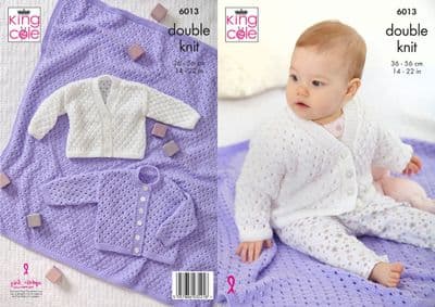 King Cole Comfort DK Knitting Pattern 6013 Cardigans Blanket