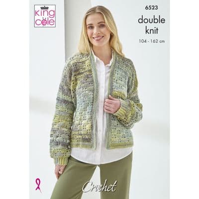 King Cole Cottagespun DK Cardigans Crochet Pattern 6523