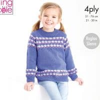 King Cole Cotton Socks 4Ply 5879 Childs Sweater Cardigan Knitting Pattern