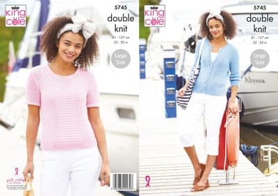 King Cole Cottonsmooth DK Knitting Pattern 5745 Cardigan and Top