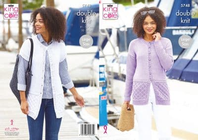 King Cole Cottonsmooth DK Knitting Pattern 5748 Jacket and Waistcoat