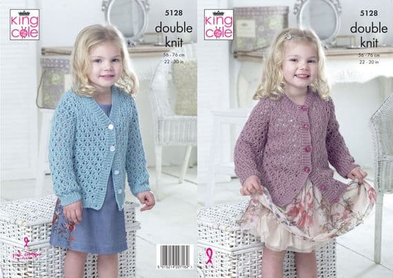 King Cole Cottonsoft DK 5128 Girls Cardigans Knitting Pattern