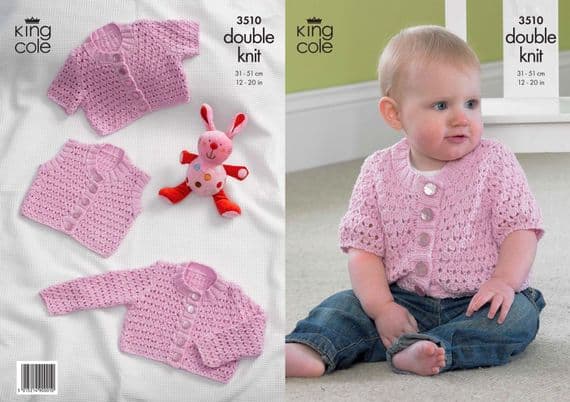 King Cole CottonSoft DK Baby Cardigans Waistcoat Knitting Pattern 3510