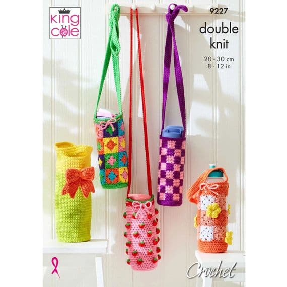 King Cole Cottonsoft DK Bottle Bags Crochet Pattern 9227