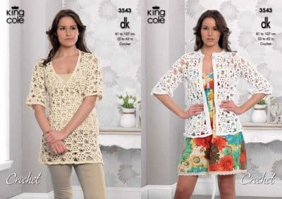 King Cole CottonSoft DK Cardigan Tunic Crochet Pattern 3543