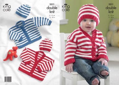 King Cole Cottonsoft DK Cardigans Hat Knitting Pattern 3511
