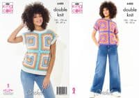 King Cole Cottonsoft DK Granny Square Tops Crochet Pattern 6488