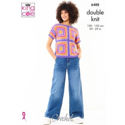 King Cole Cottonsoft DK Granny Square Tops Crochet Pattern 6488