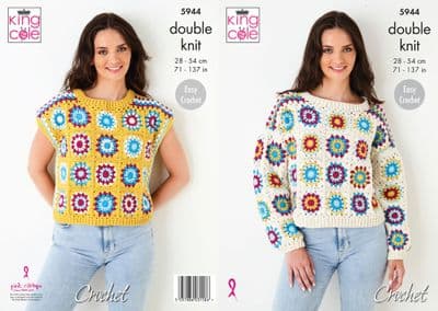 King Cole Cottonsoft DK Jumper Top Crochet Pattern 5944