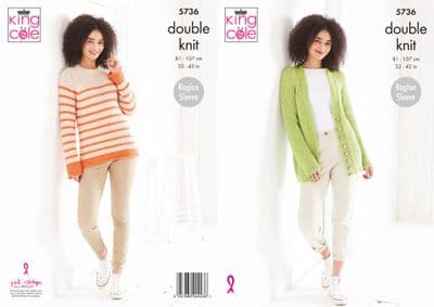 King Cole Cottonsoft DK Knitting Pattern 5736 Cardigan Sweater