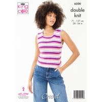 King Cole Cottonsoft DK Striped Summer Tops Crochet Pattern 6500