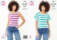 King Cole Cottonsoft DK Striped Summer Tops Crochet Pattern 6500