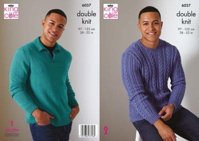 King Cole Cottonsoft DK Sweaters 6037 Mens Knitting Pattern