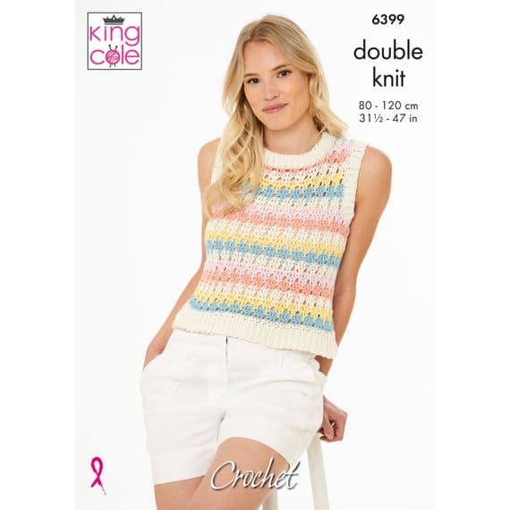 King Cole Cottonsoft DK Tank Tops Crochet Pattern 6399