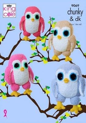 King Cole Cuddles Chunky BIRDS Toy Knitting Pattern 9069