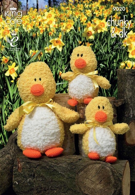 King Cole Cuddles Chunky DUCKS Toy Knitting Pattern 9020