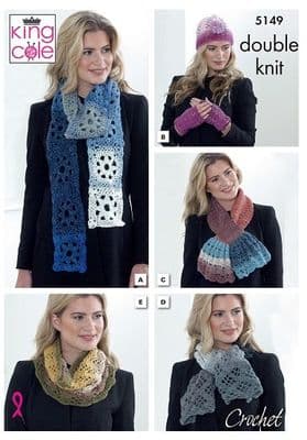 King Cole Curiosity DK Accessories Crochet Pattern 5149