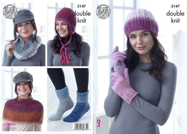 King Cole Curiosity DK Accessories Knitting Pattern 5147