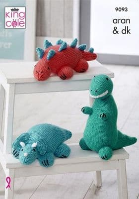 King Cole Dinosaurs Knitting Pattern 9093