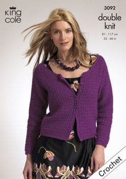 King Cole DK Cardigan Slipover Crochet Pattern 3092