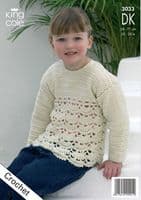 King Cole DK Childs Cardigan Sweater Crochet Pattern 3033