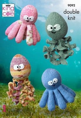 King Cole DK Octopus Squid Knitting Pattern 9092