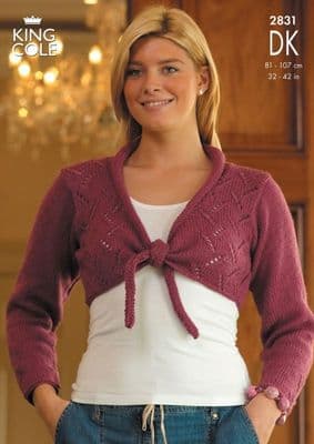 King Cole DK Shrugs Knitting Pattern 2831