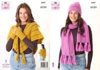 King Cole Fashion Aran 6441 Accessories Crochet Pattern