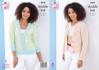 King Cole Finesse DK 5878 Cardigans Top Knitting Pattern