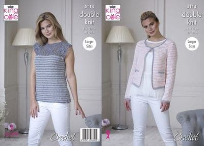 King Cole Finesse Jacket Top Crochet Pattern 5114