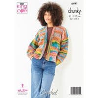 King Cole Flair Chunky Cardigan Jumper Crochet Pattern 6491