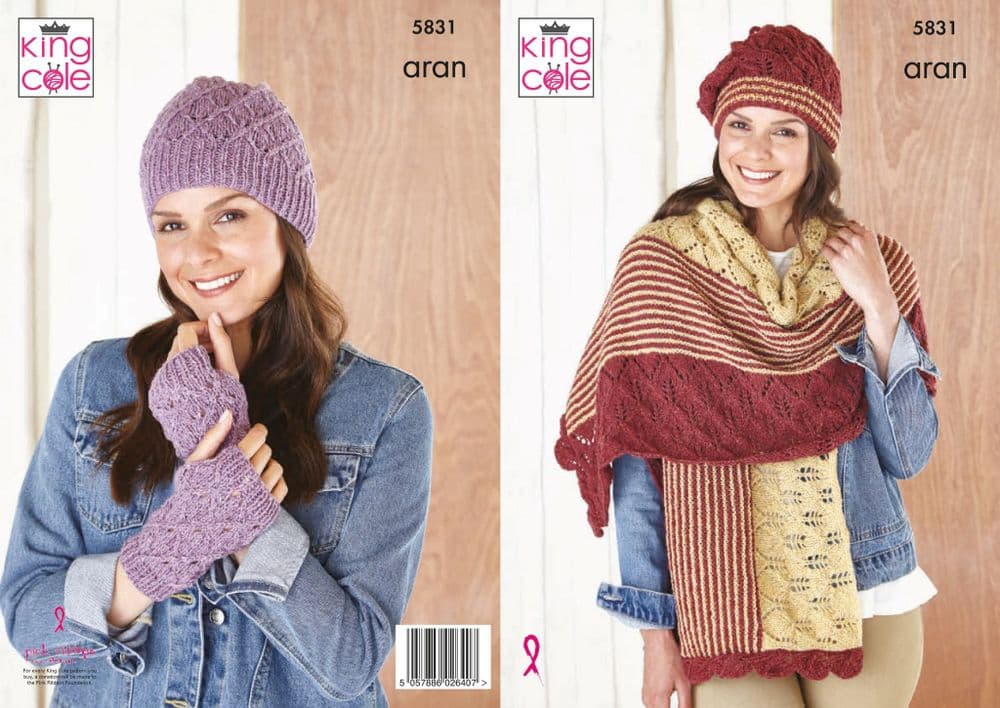 King Cole Forest Aran Accessories Knitting Pattern 5831