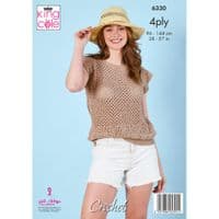 King Cole Giza 4ply 6330 Sweater Top Crochet Pattern