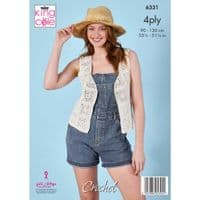 King Cole Giza 4ply 6331 Waistcoats Crochet Pattern