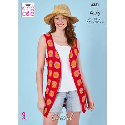 King Cole Giza 4ply 6331 Waistcoats Crochet Pattern